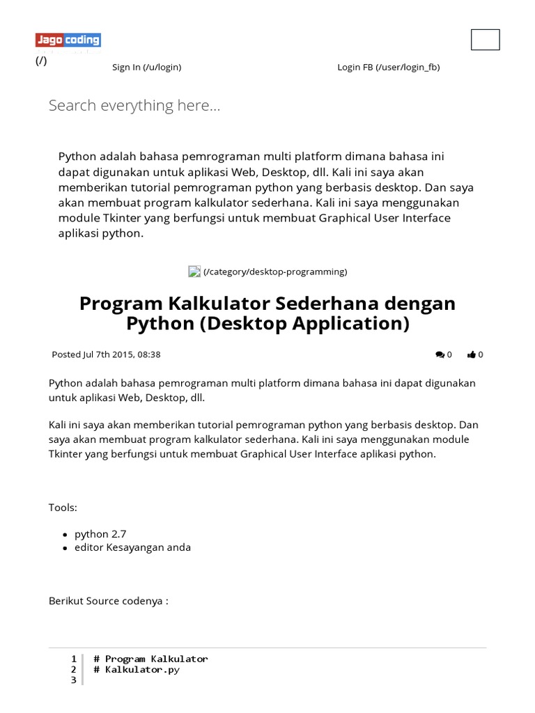 Program Kalkulator Sederhana Dengan Python Desktop Application ...
