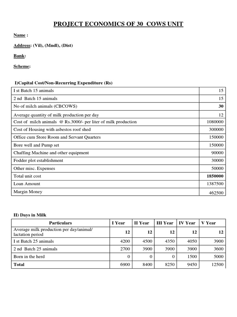 30 Cow Dairy Farm Project Economics | PDF | Dairy | Dairy Cattle