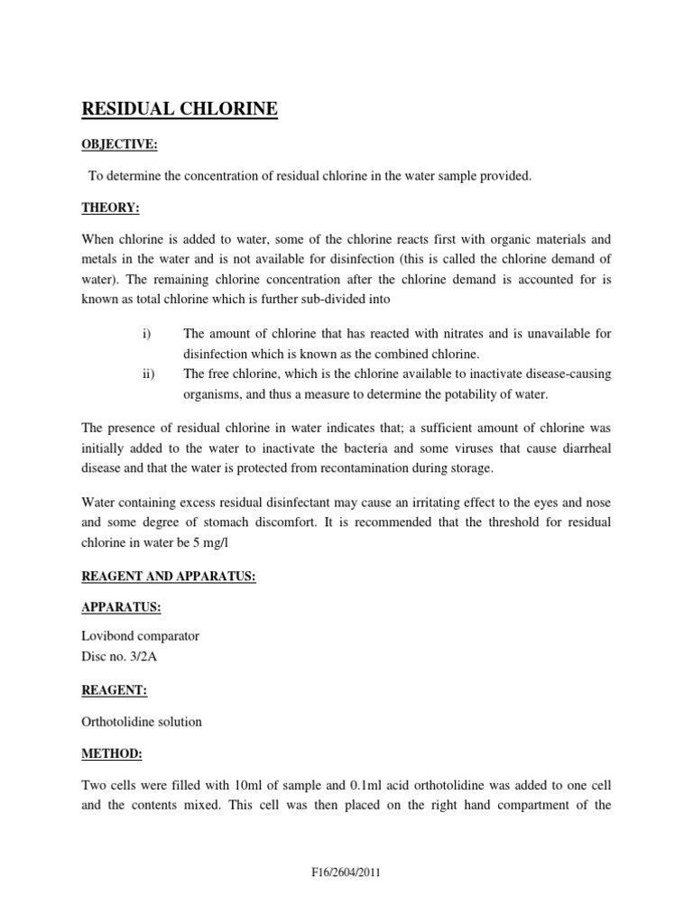 Residual Chlorine Objective PDF