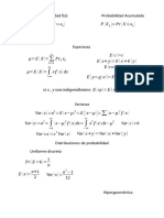 Función de Probabilidad F (X) Probabilidad Acumulada: Si X, y Son Independientes: E Xy E (X) E (Y)