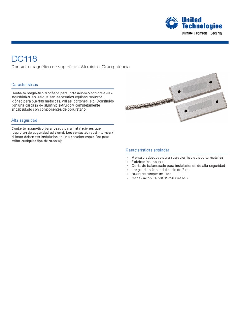 Contacto Magnético DC118 - Alta Seguridad | PDF
