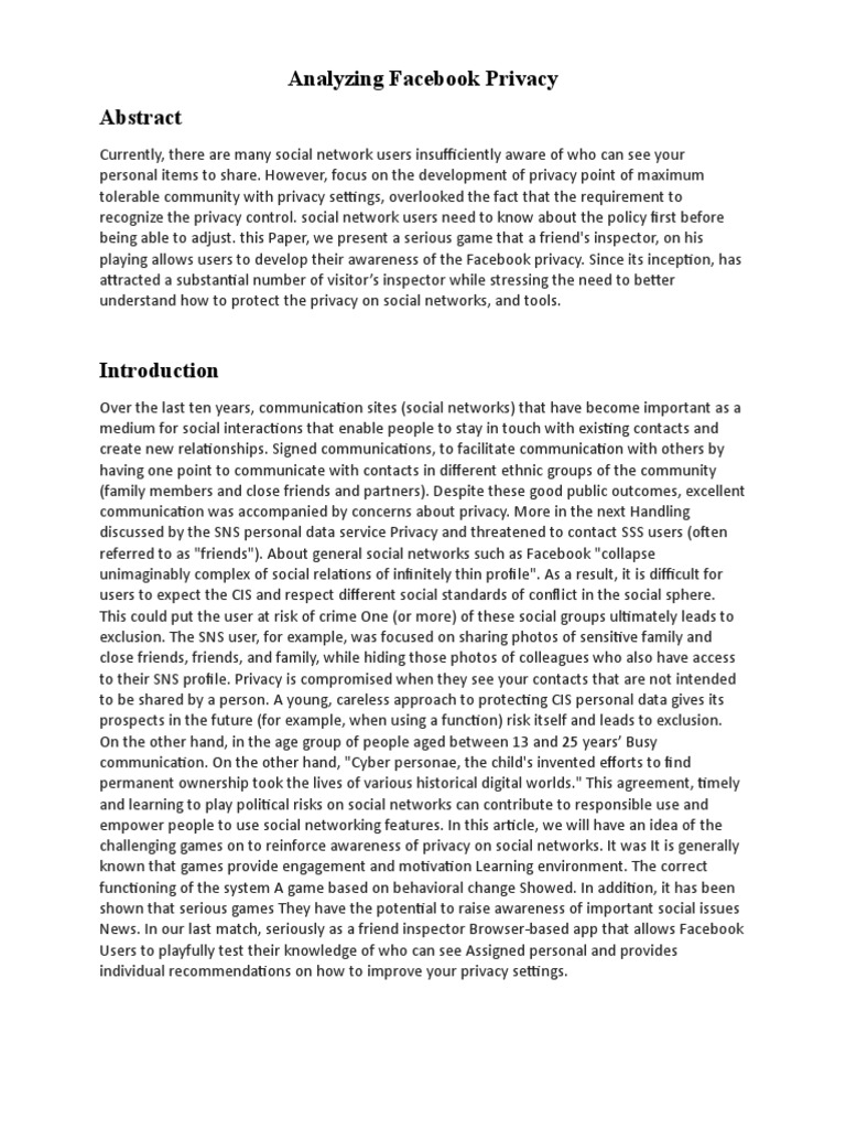 Analyzing Facebook Privacy | PDF | Social Networking Service | Privacy