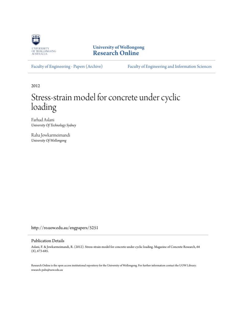 Stress-Strain Model For Concrete Under Cyclic Loading | PDF | Strength ...