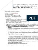 Regulamento para A Liquidação e Cobrança Do Imposto Sobre As Sucessões e Doações e SISA Sobre As Transmissões de Imobiliários Por Título Oneroso