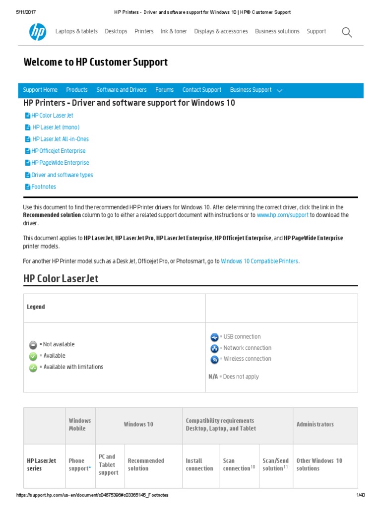 HP Printers Driver and software support for Windows 10