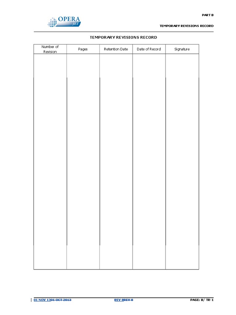 Temporary Revisions Record Overview | PDF | Technology & Engineering