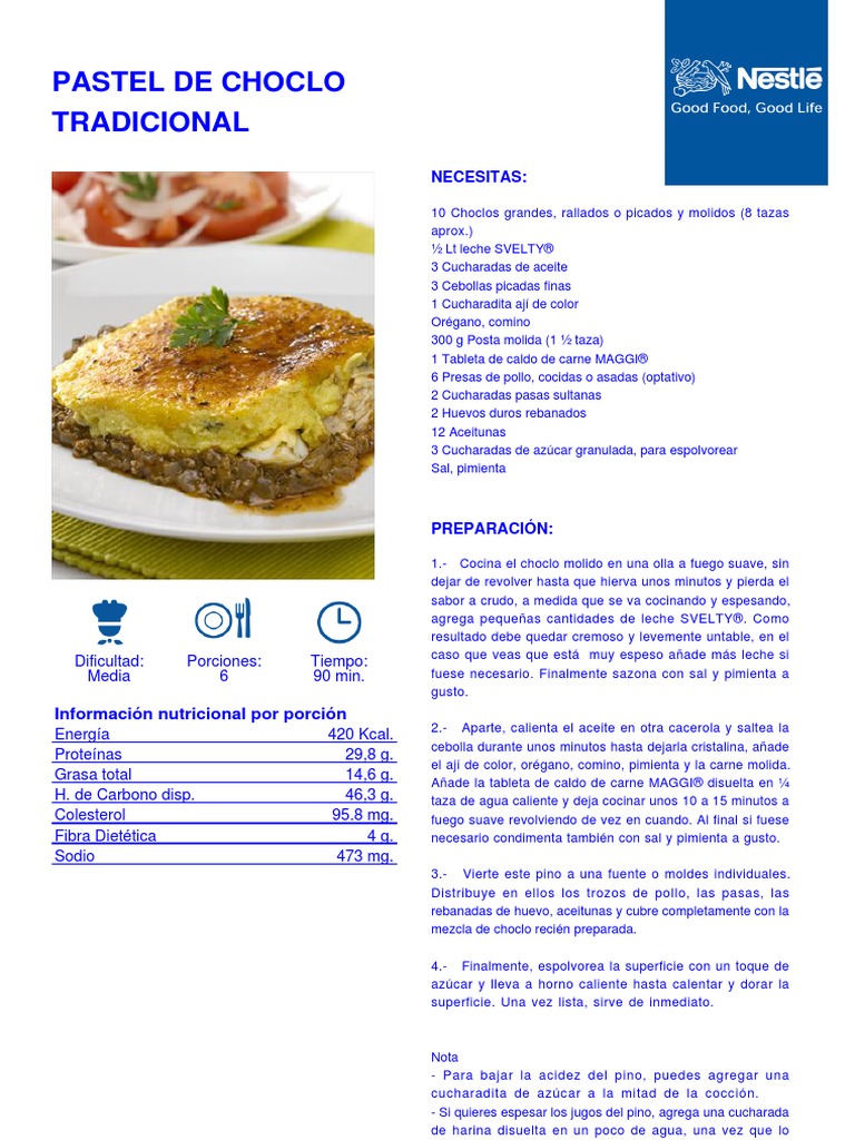 Pastel de Choclo Tradicional-225 PDF | PDF | sal | Carne