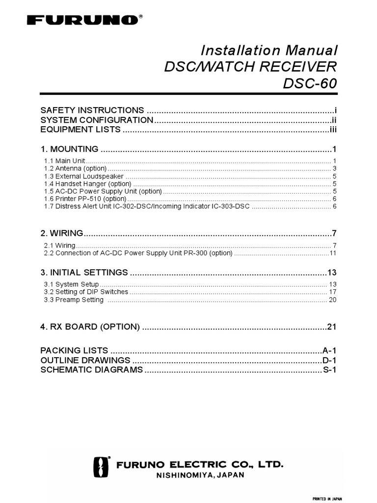 Furuno DSC60 Installation Manual | Mains Electricity | Electrical Connector