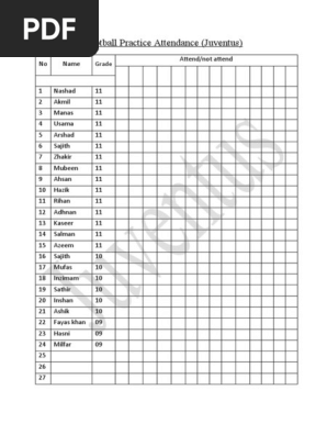 Football Practice Attendance