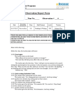Observation Report Form: TESOL Certificate Programs