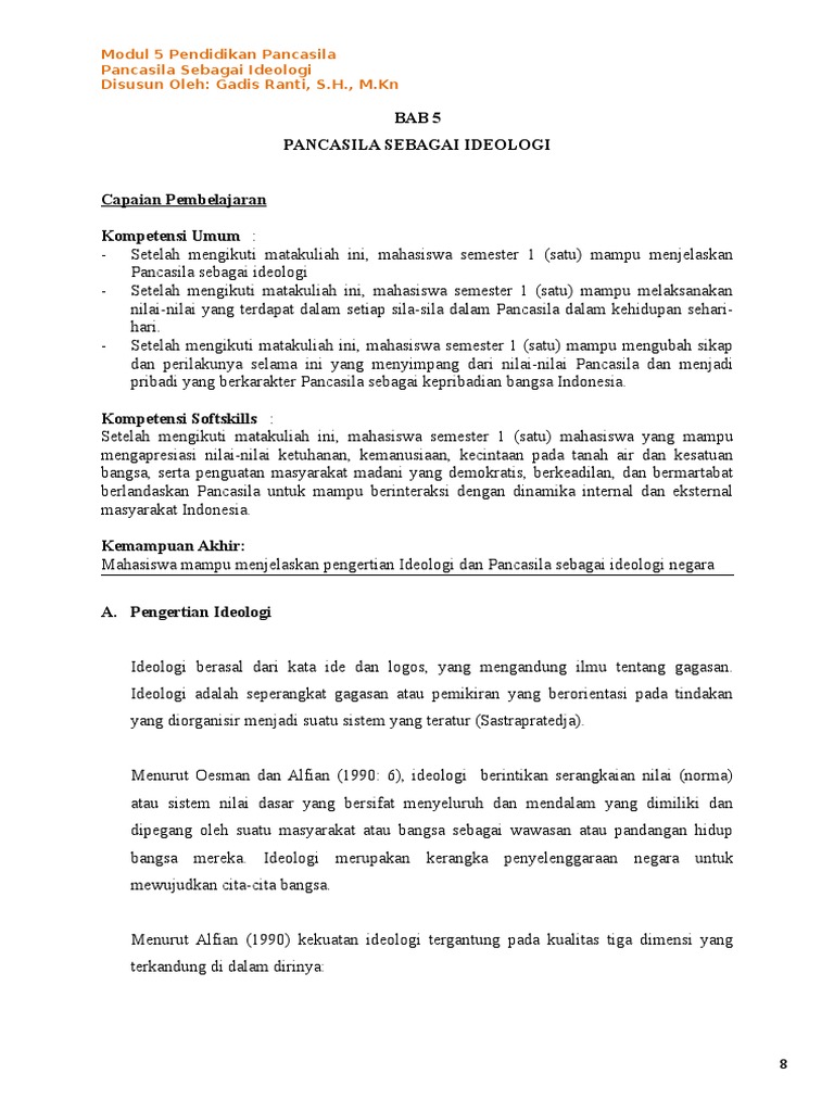 Pengertian Ideologi Pancasila Dari Dimensi Ruang Dan Waktu