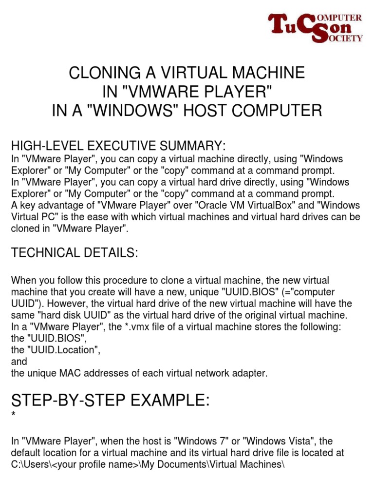 Cloning VM in VMwarePlayer - Windows | PDF | Virtual Machine ...