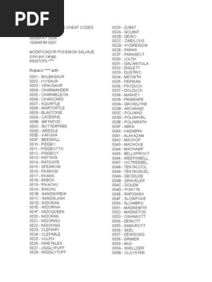 Pokemon Glazed Cheat Codes Pdf Fictional Life Forms Nintendo Franchises