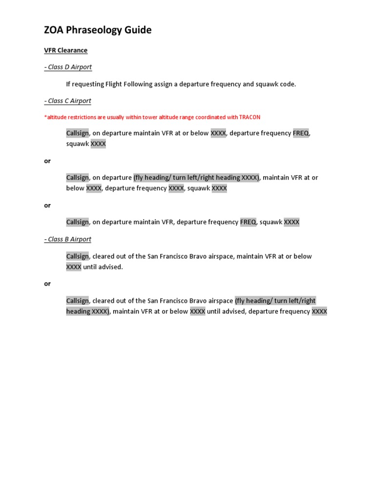 VFR Phraseology Guide PDF | PDF | Visual Flight Rules