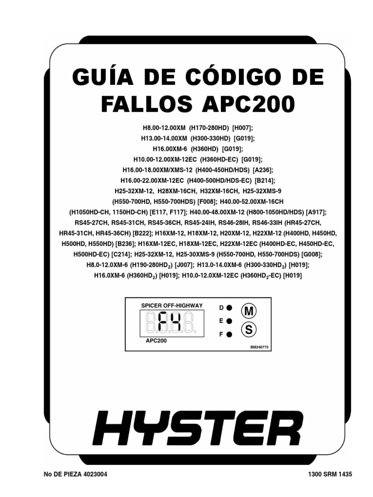 Guia de Codigos de Fallo Apc200 h170hd-Hr4536 | PDF | Transmisión ...