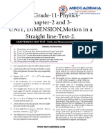 FLT Grade 11 Physics Chapter 2 and 3 UNIT, DIMENSION, Motion in A Straight Line SET 2