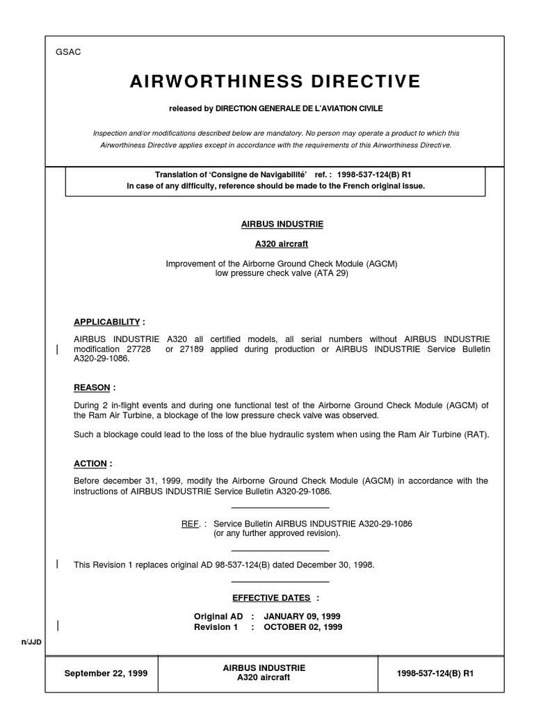 A320 Ram Air Turbine Modification Directive | PDF | Airbus | Aviation