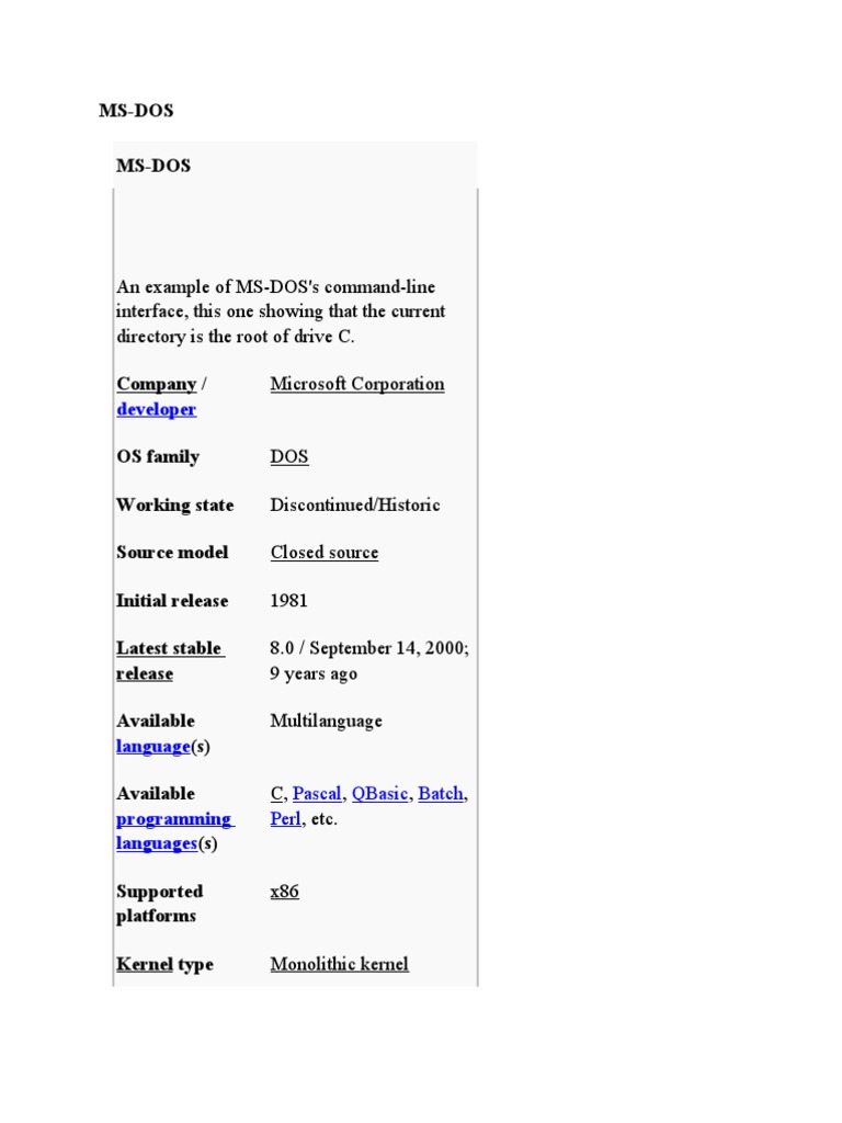MS Dos | PDF | Dos | Ibm Pc Compatibles