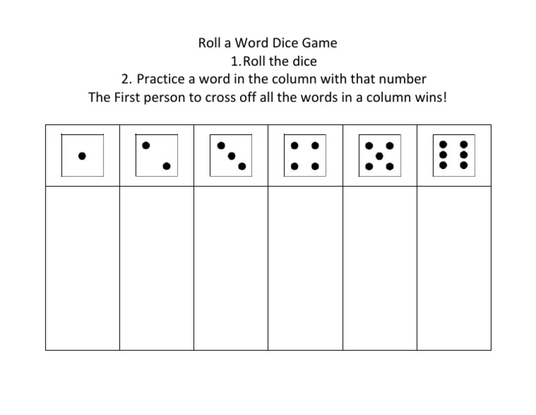 Roll A Word Dice Game PDF