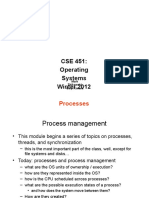 CSE 451: Operating Systems Winter 2012: Processes