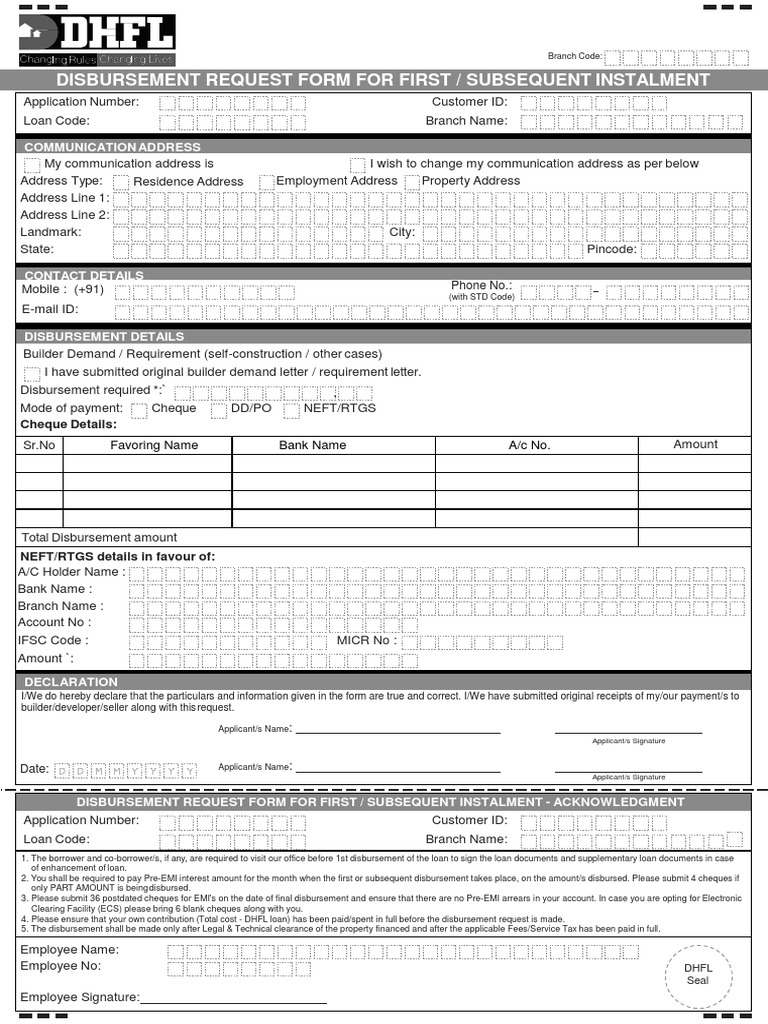 2 Disbursement Request Form (1) | Cheque | Loans