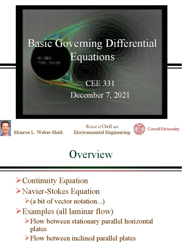 Basic Governing Differential Equations PDF NavierStokes Equations