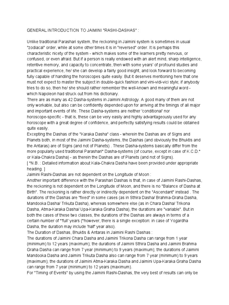 Timing of Events by Using Various 'Jaimini Rashi Dashas PDF PDF