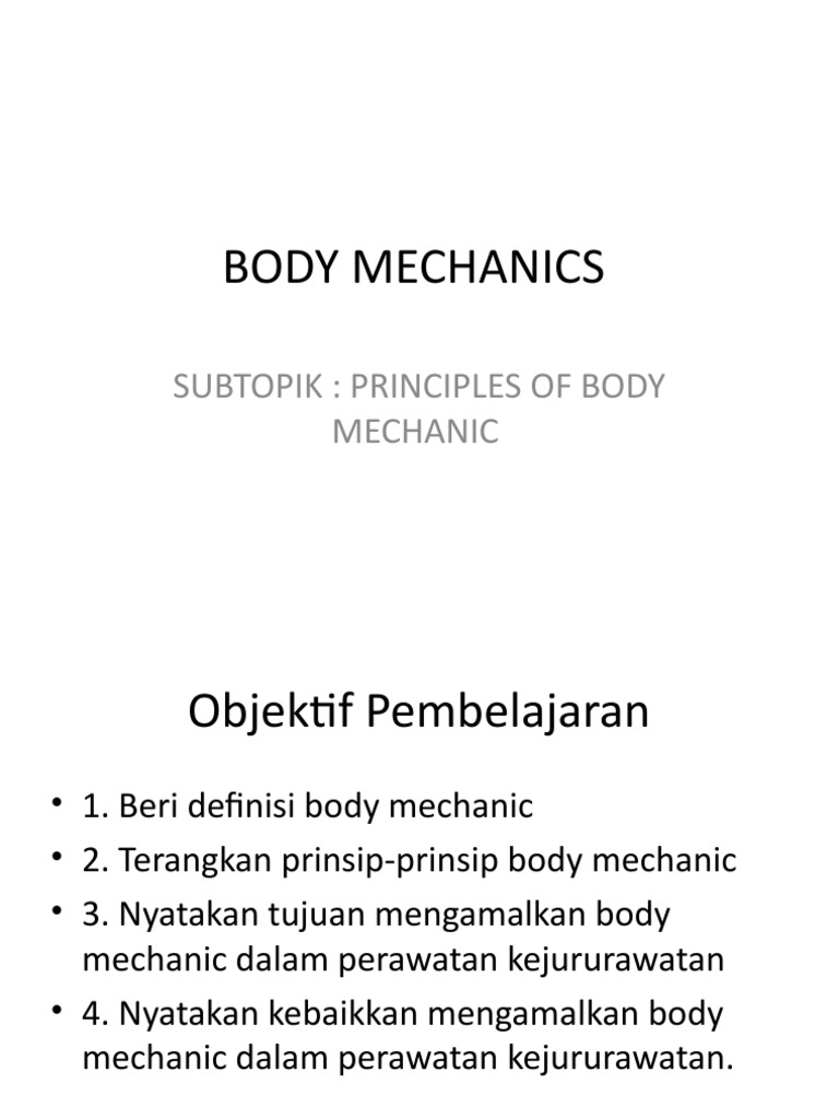 Pengenalan Body Mechanics PDF