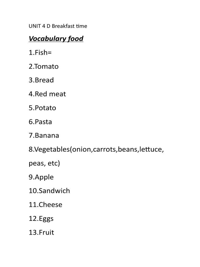 Breakfast Vocabulary and Eating Out | PDF