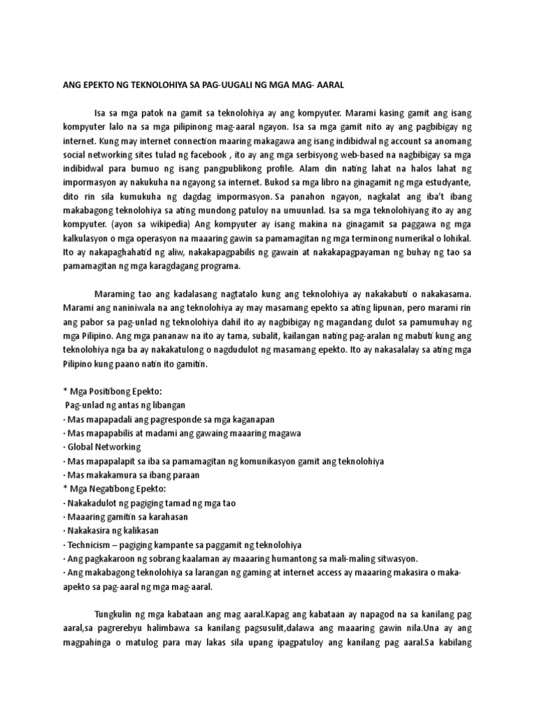Epekto ng teknolohiya thesis pdf 04 picture