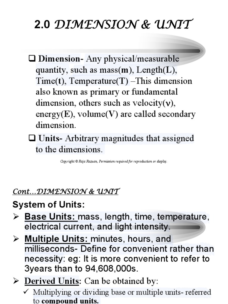 Mass & Energy Balance Unit & Dimension PDF Units Of Measurement