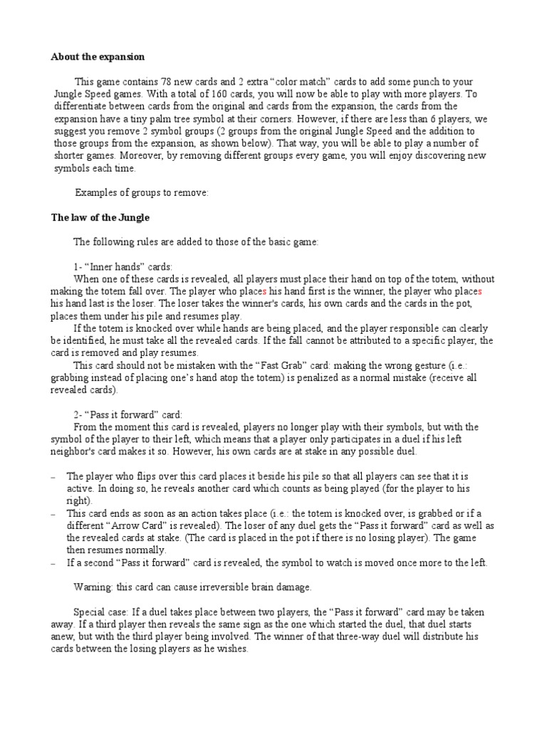 Jungle Speed Expansion Rules 2 Ephemera Gaming Devices