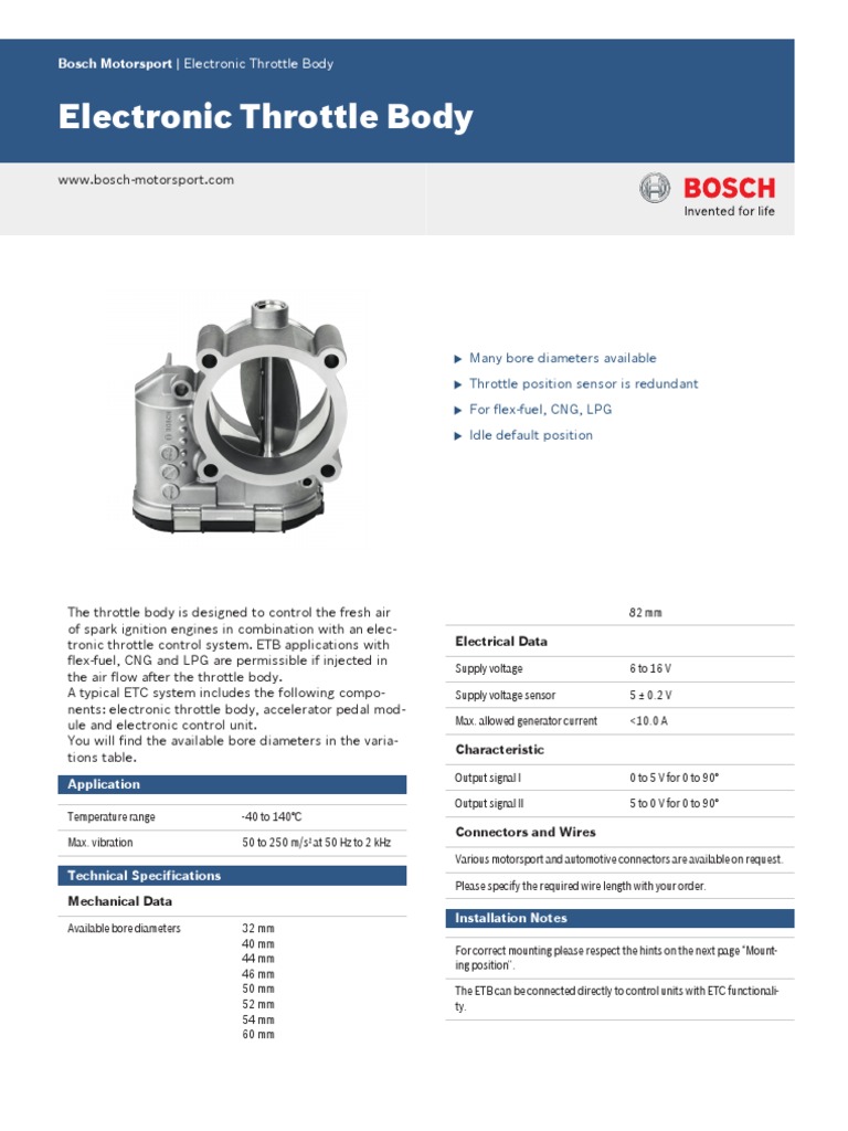 Electronic Throttle Body Datasheet 51 en 10726070795pdf PDF