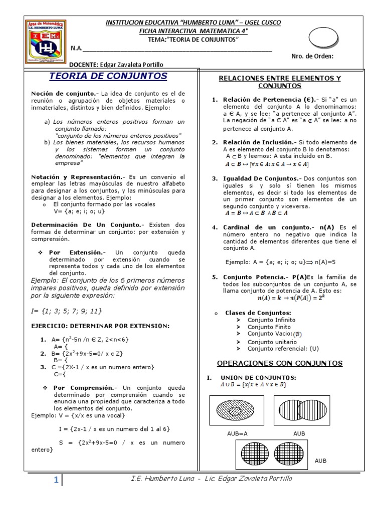 Teoría de Conjuntos: Fundamentos y Operaciones | PDF | Conjunto ...