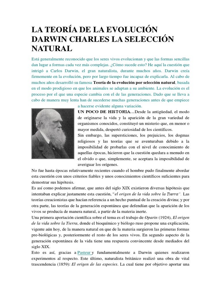 Teoría de la Evolución y Selección Natural | PDF | Evolución | Gene