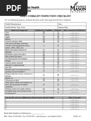 Daily Forklift Inspection Checklist