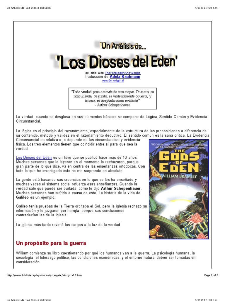 Un Análisis de 'Los Dioses del Eden' | Adán y Eva | Libro del Génesis