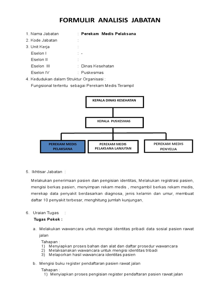 Perekam Medis  Pelaksana  Perekam Medis  Pelaksana