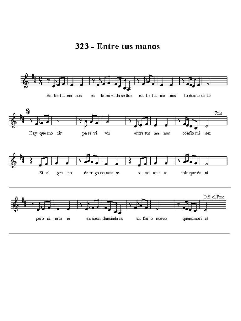 Partitura Entre Tus Manos Entretenimiento General