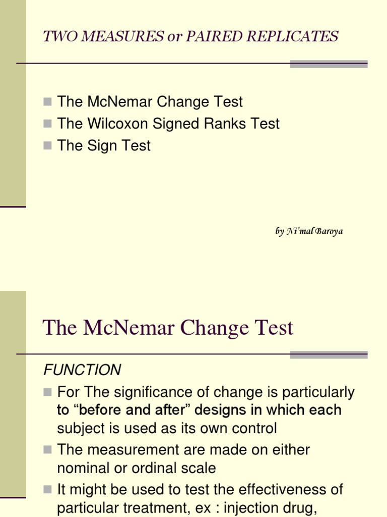 The Mcnemar Change Test Probability And Statistics Statistical