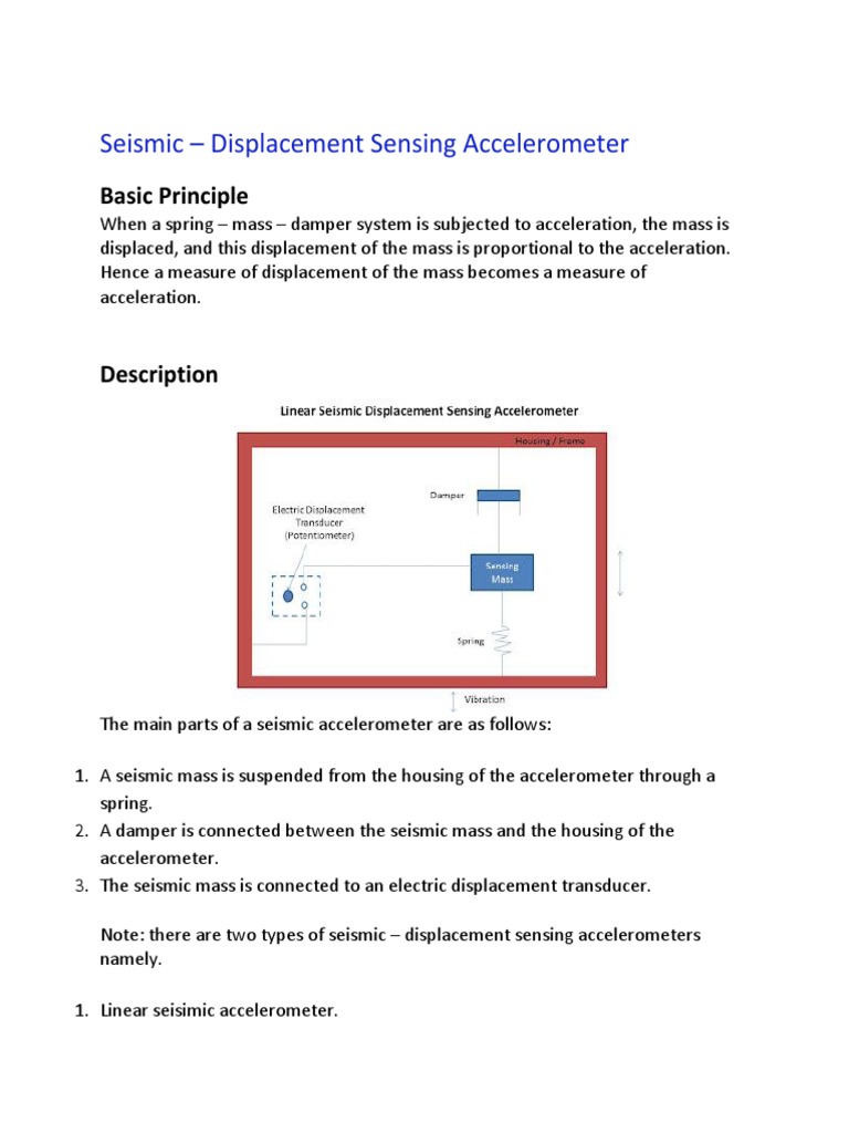 Seismic Displacement Accelerometer Overview | PDF | Accelerometer | Mass