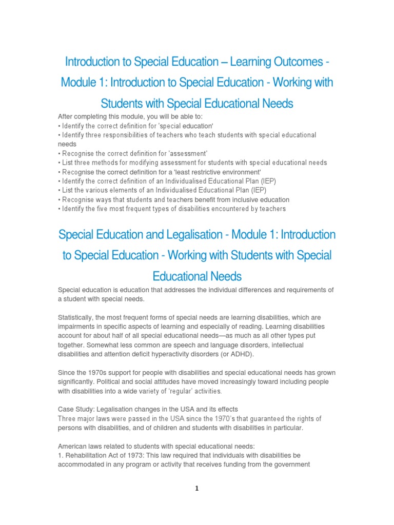 introduction to special education research paper