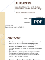 Journal Reading: "Direct Current Stimulation of The Ear in Tinnitus Treatment: A Double-Blind Placebo-Controlled Study"