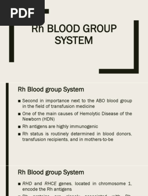 Rh Blood Group System Blood Type Blood