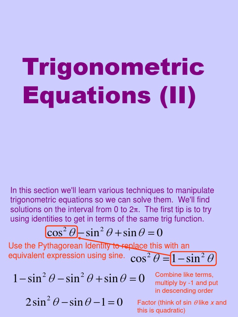 Trigonometric Equations II | Sine | Trigonometric Functions