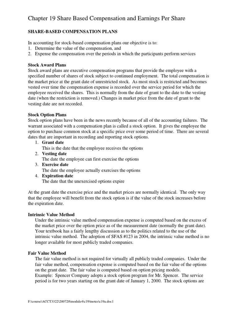 Stock-Based Compensation Journal Entries | PDF | Employee Stock Option ...