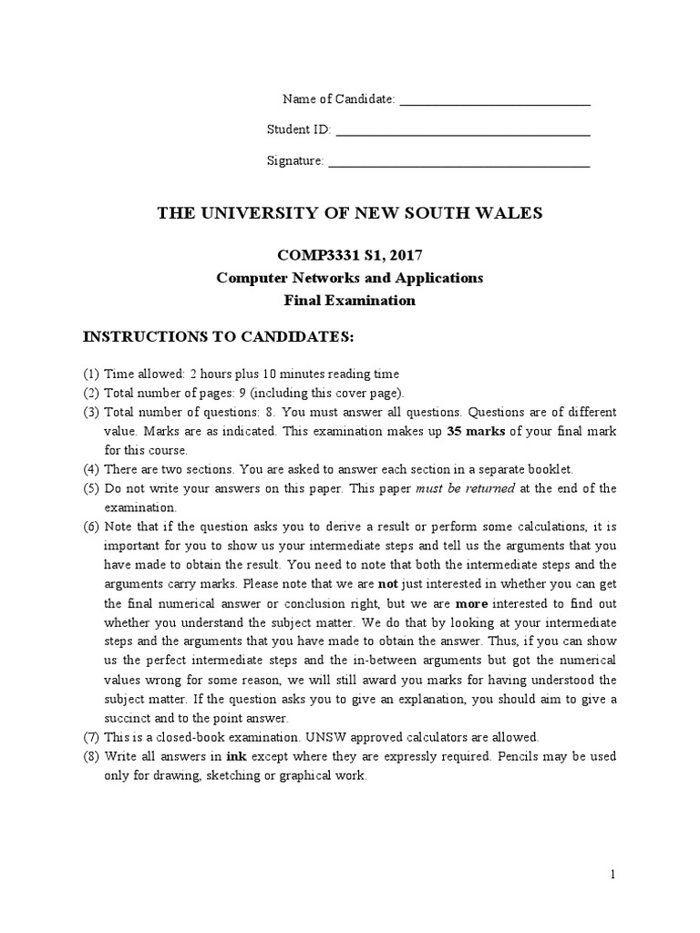 Final Exam Template PDF Test (Assessment)