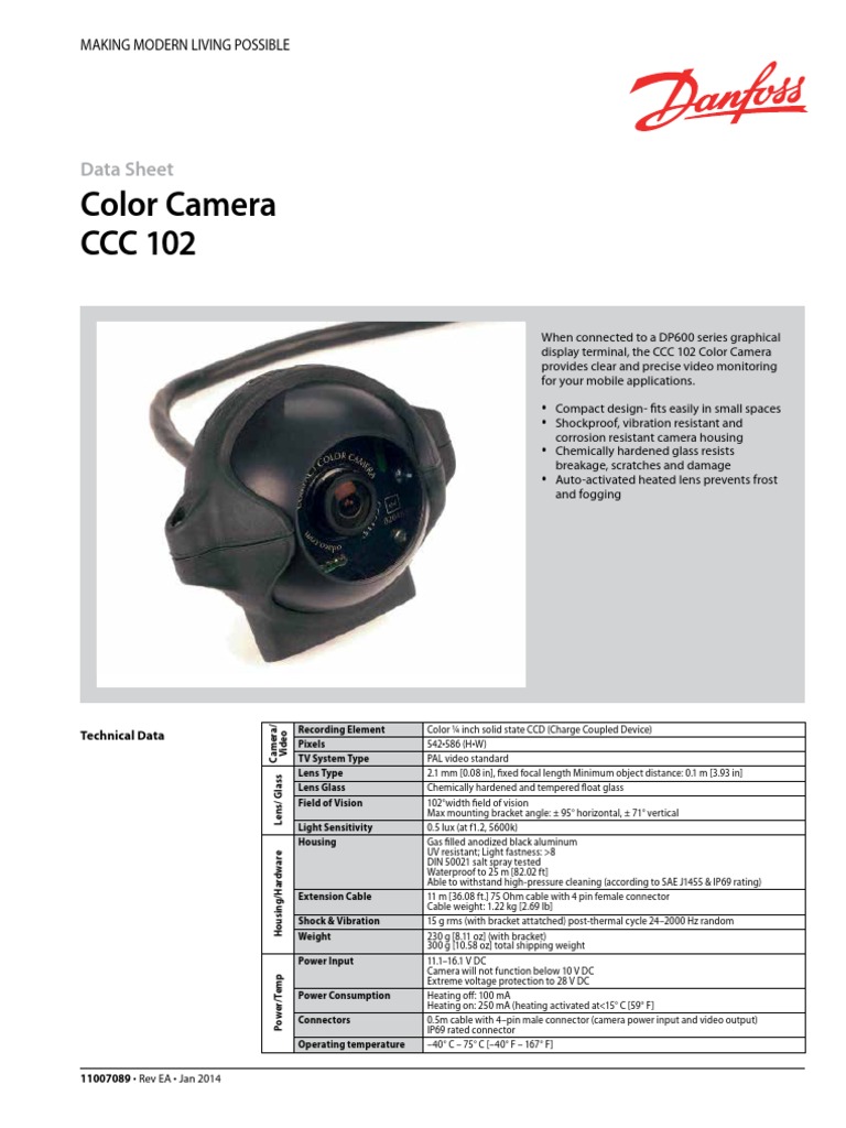 EA CCC102 Color Camera DS Jan2014 | PDF | Electrical Connector | Camera