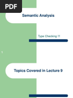 Semantic Analysis: Type Checking !!!