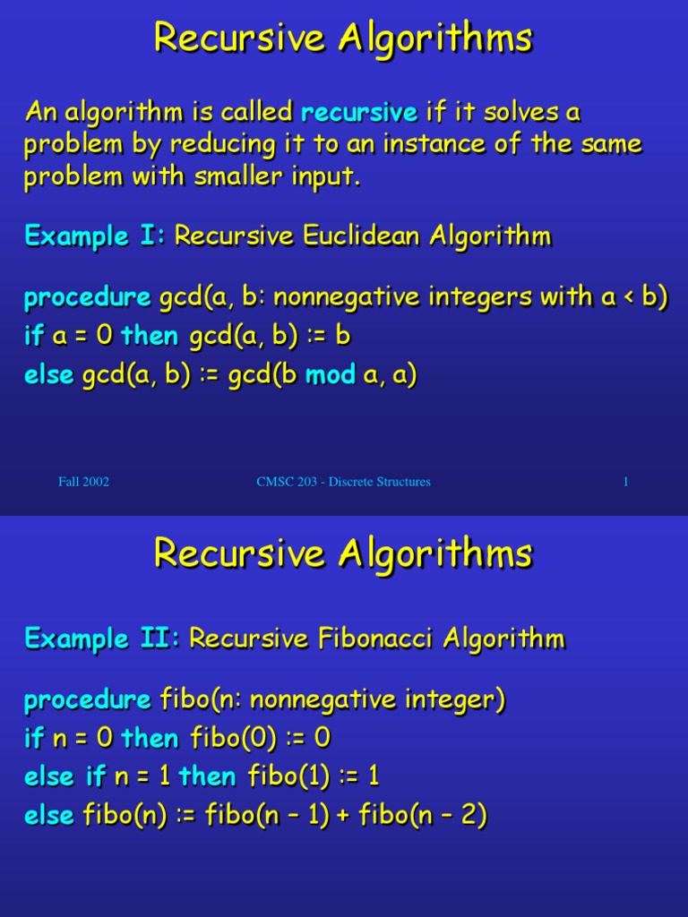 Recursive Algorithms